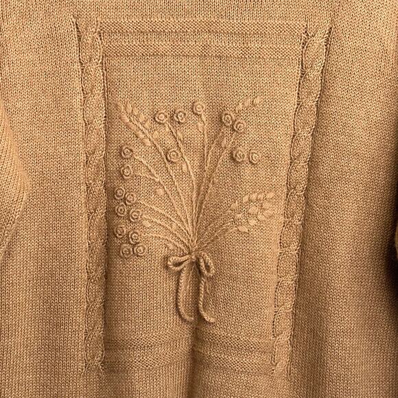 Deirdre McGuire 100% Alpaca Wool Knit Sweater Ireland Floral Women's Size M - Picture 3 of 11